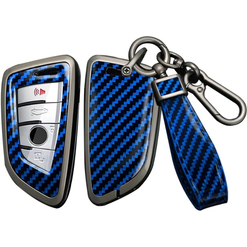 

Car Key Protector Compatible With BMW Key Fob Carbon Texture Key Shell Metal Cover Fit For BMW M5 X1 X2 X3 X4 X5 X6 2 3 5 6