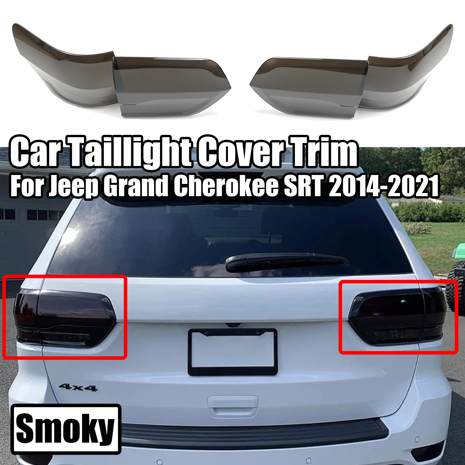 

4 PCS For Jeep Grand Cherokee Limited SRT Trailhawk 2014-2021 Smoky Taillight Lamp Rear Cover Guard Trim ABS Smoked Accessories