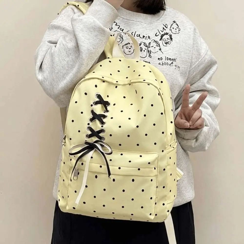 軽量ボウドットバックパック大容量デイパック学生スクールバッグ傷防止固定ウェビングナイロンバックパックスポーツ