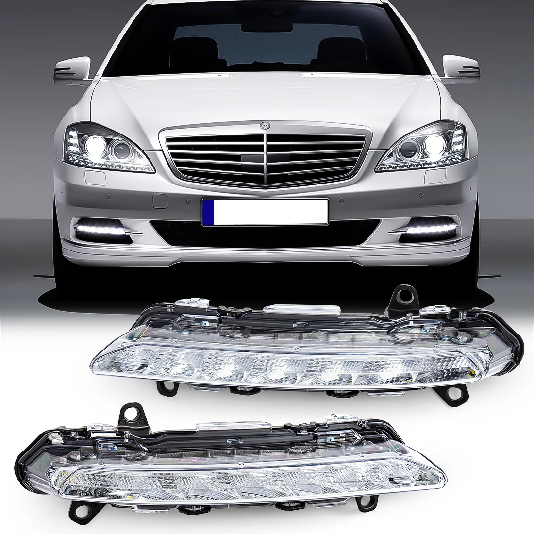 Samochodowe światła do jazdy dziennej LED do Mercedes Benz S-Class W221 S350 S500 C250 C300 Światło przeciwmgielne2218201756 /2218201856 Akcesoria