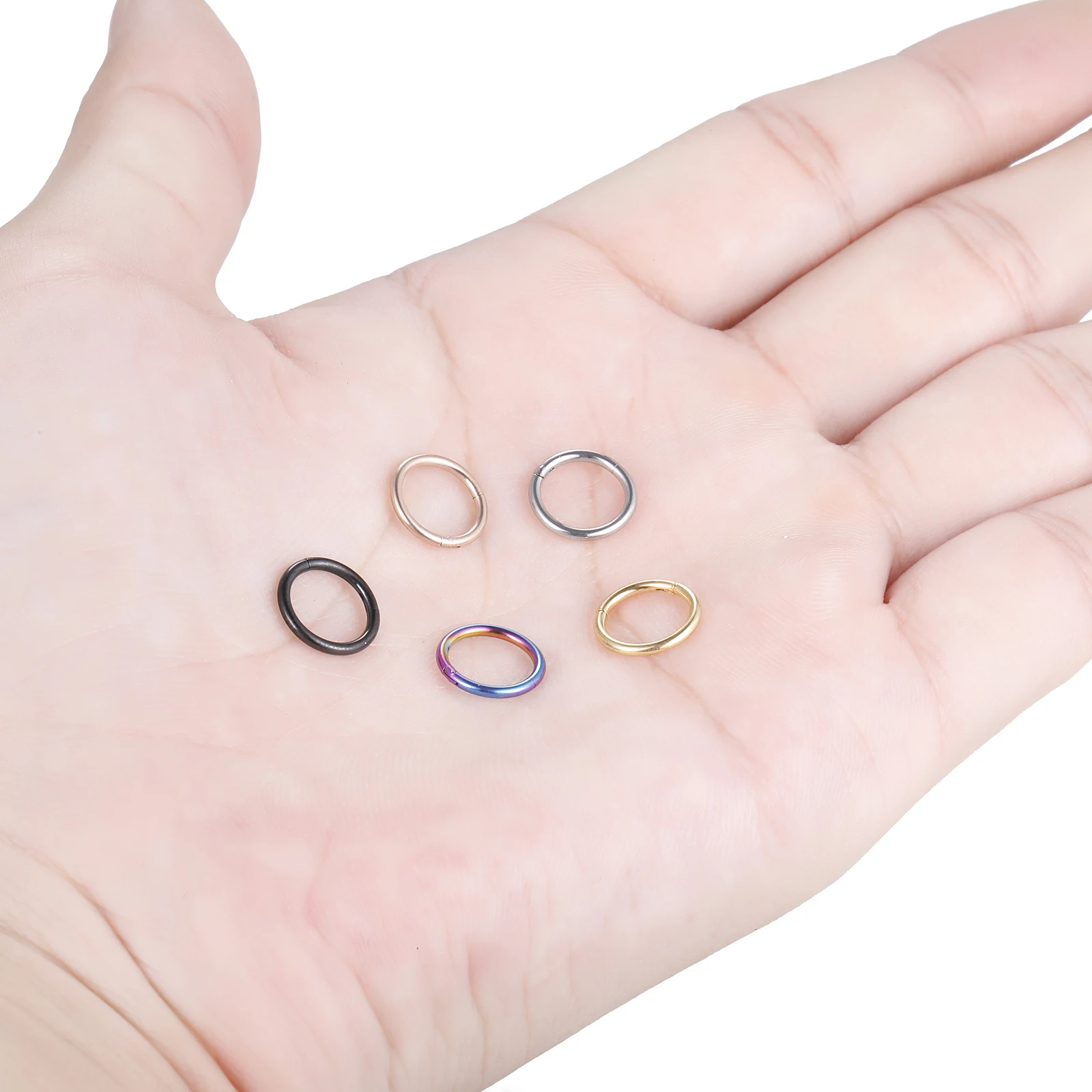 Aço Dobradiça Segmento Nariz Hoop Anéis, Septo Piercing, Daith Brinco, Cartilagem Lábio Piercings, Mulheres Jóias, 14G-20G, 10 peças por lote