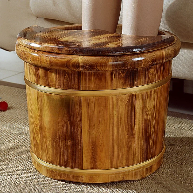 Carbonized Foot Bath Wooden Bucket Household Solid Wood Foot Barrel Wooden Wash Foot Basin