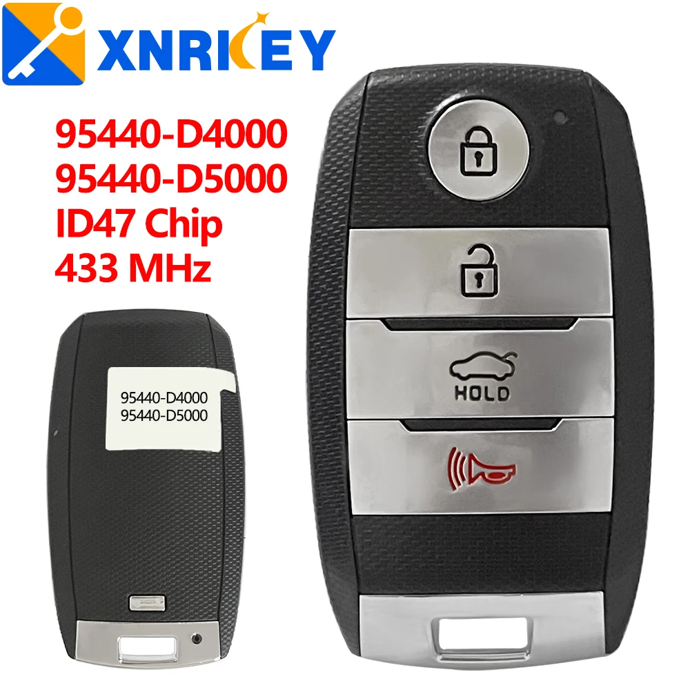 

XNRKEY Car Smart Key For Kia Optima 2016-2020 SY5JFFGE04 95440-D4000/D5000 ID47Chip 434Mhz Smart Key 4Buttons