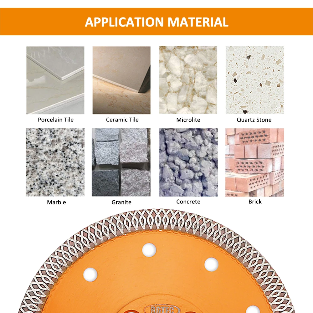 BGTEC 2pcs 5inch/115mm Diamond Cutting Disc X Mesh Turbo Ceramic Porcelain Tile Marble Granite Quartz Cutter Plate Saw Blade