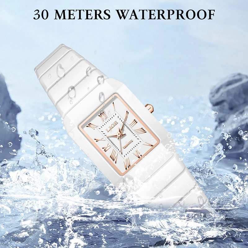 

LIGE 2026 Top Brand Luxury Womens Watch Fashion Ceramic Quartz Wristwatches Waterproof Elegant Watches Ladies Gifts Reloj Mujer