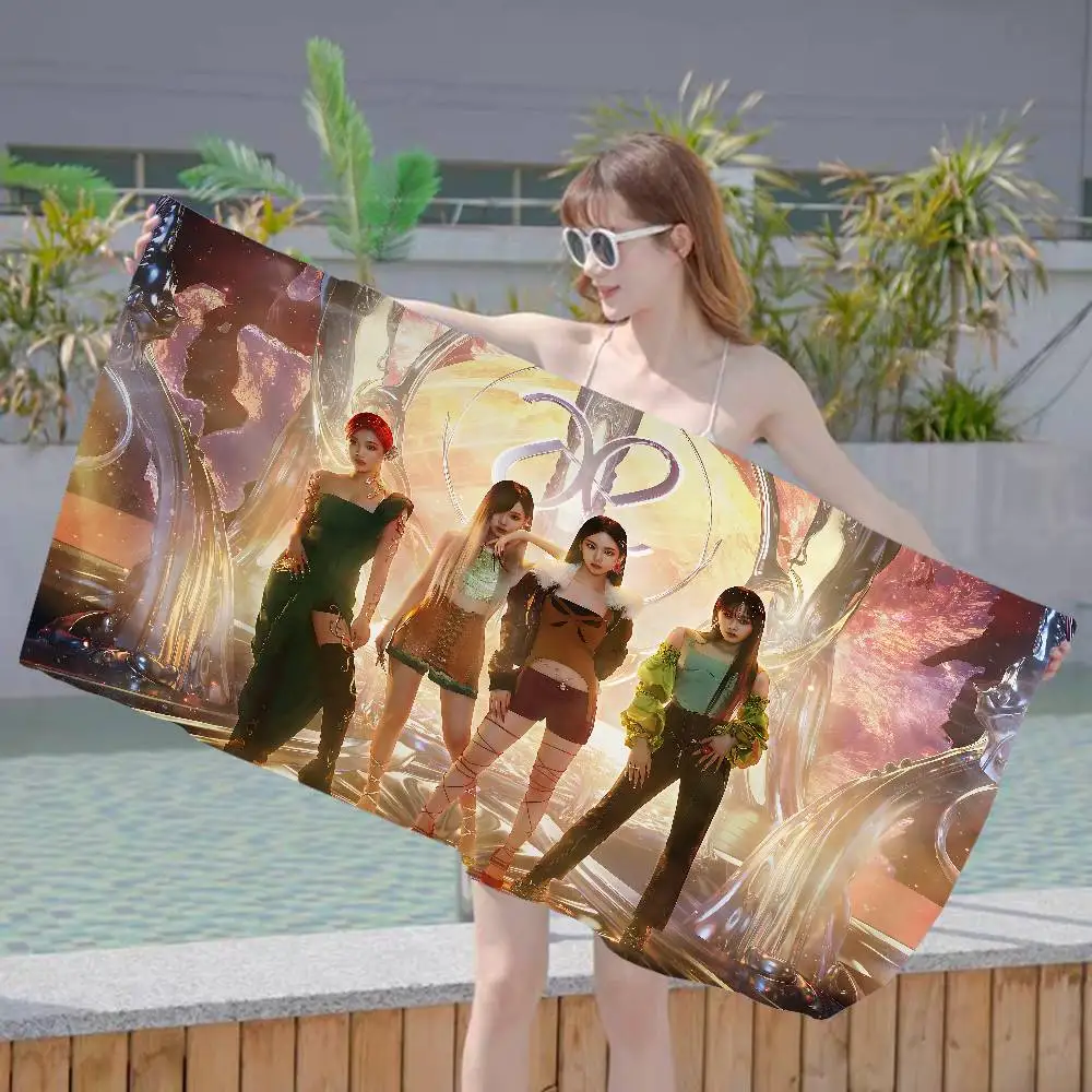 Korean Kpop Group A-Aespas Microfiber Printed Beach Towel Mountain Climbing Yoga Beach Swimming Running Absorbent Soft Towel
