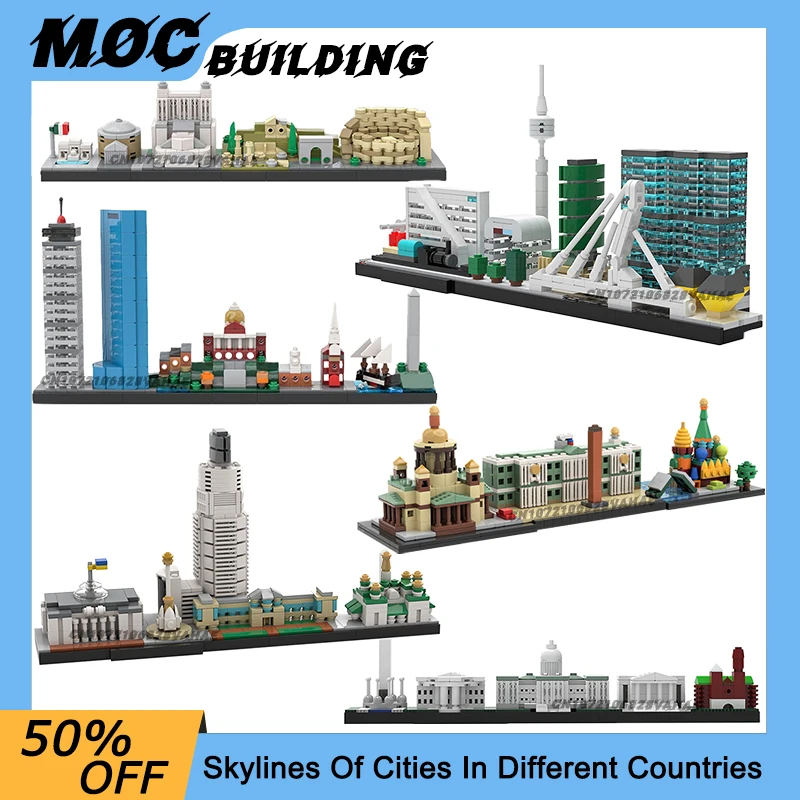 

Строительные блоки MOC, городская горизонтальная архитектурная модель, сделай сам, сборочные кирпичи, креативные игрушки с видом на улицу, коллекция дисплеев, рождественские подарки