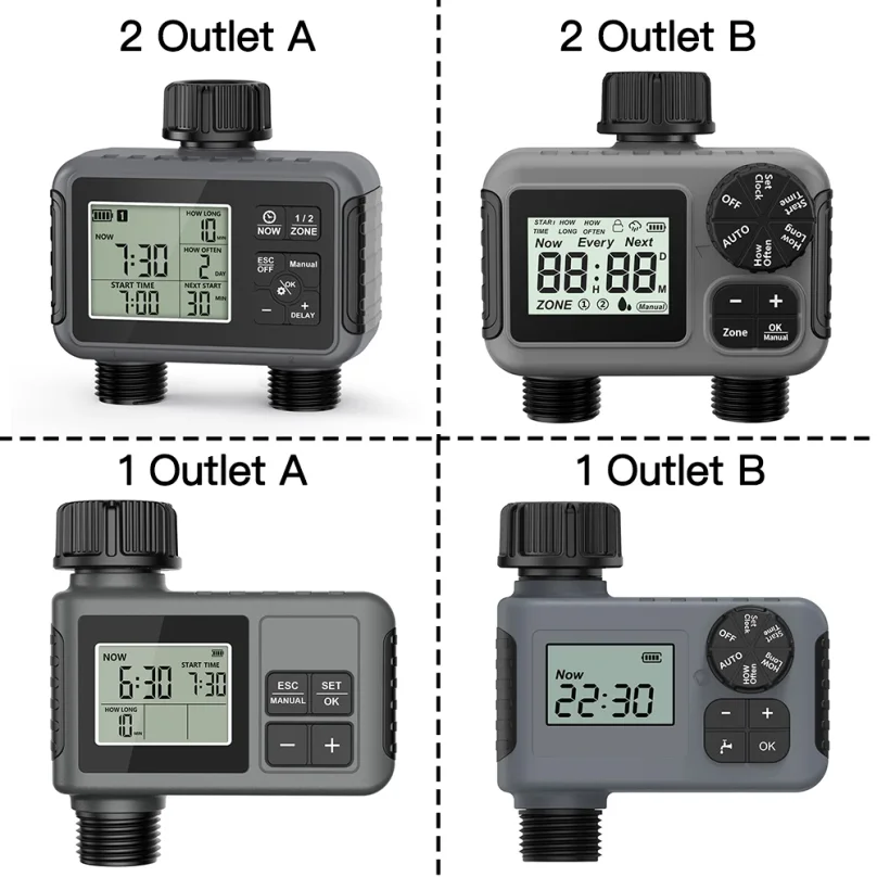 

Таймер для полива с 1/2-дюймовым выходом, IPX5, с функцией отсрочки полива при дожде, программируемый контроллер водяного клапана для сада, газона, двора, тестер почвы для капельного полива
