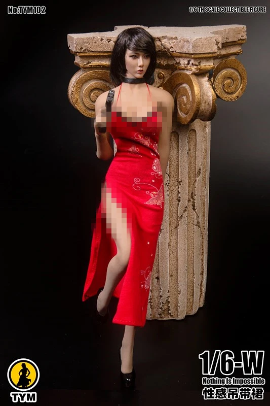 

In stock TYM102 1/6 scale female clothes sexy dress Ada Wong printed cheongsam fit 12‘’ large breats body model