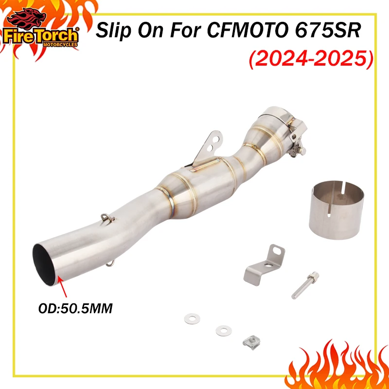 

Motorcycle Exhaust Systems For CFMOTO 675SR NK 675SR CF675SR 2024 2025 Side Row Escape Stainless Steel Mid Link Pipe 51mm Muffer