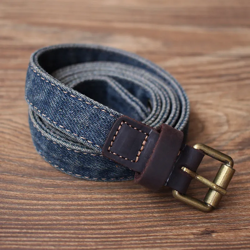 Women's Pin Buckle Denim Blue Belt Vintage Summer Simple Skinny Waist Belt Retro Adjustable Jeans Belt for Pants Decoration
