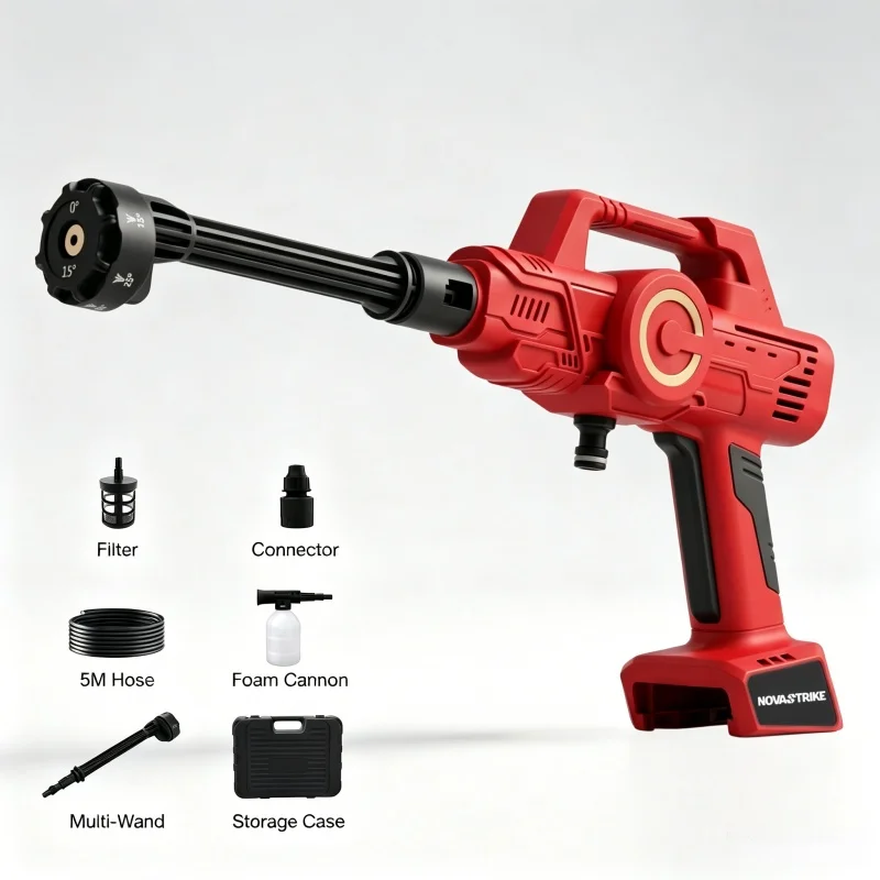 Image of 6-in-1 Düsen-Schaumkanone, kabelloser Hochdruckreiniger für Autos, tragbarer Hand-Hochdruckreiniger für Milwaukee M18 Akku, zur Reinigung von Autos, Terrassen, Gärten und Zäunen (ohne Akku)