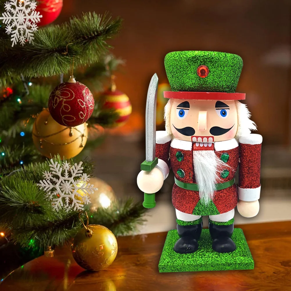 

Christmas Wooden Nutcracker Decoration Festive Soldier Figure Vivid Adorable Holiday Ornament for Fireplace Table Bookshelf Xmas