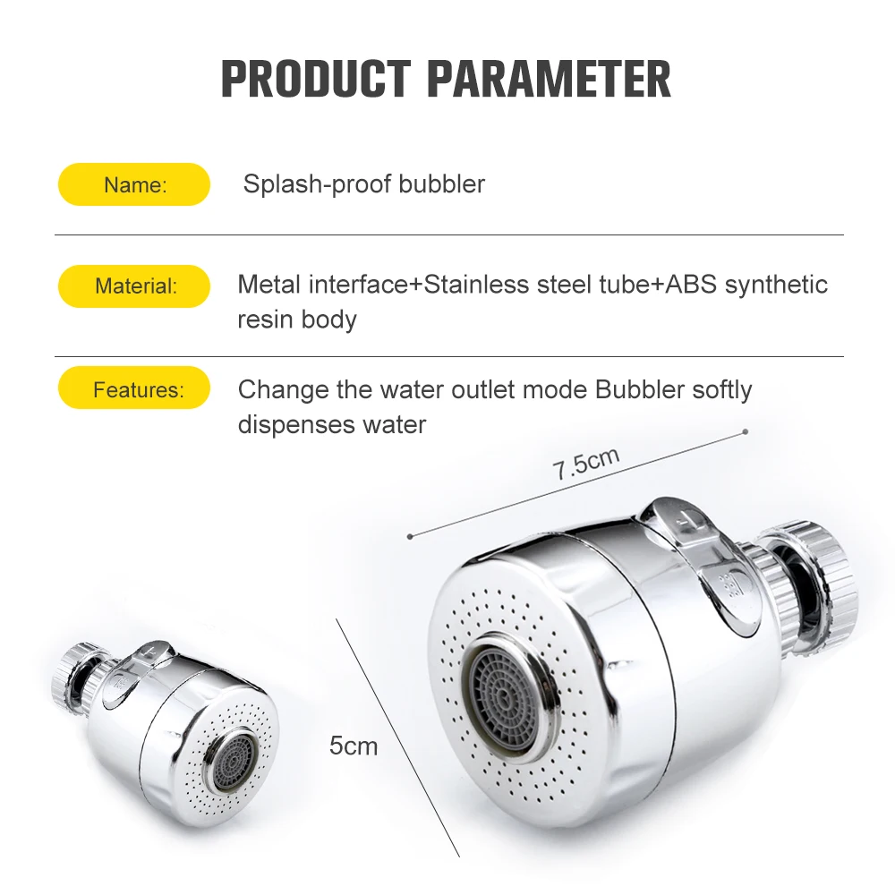 Kitchen Gadgets com rotação de 360 graus Acessórios de cozinha, 2 ou 3 modos, filtro, tubo de extensão, chuveiro, Water Saving Tap, Universal