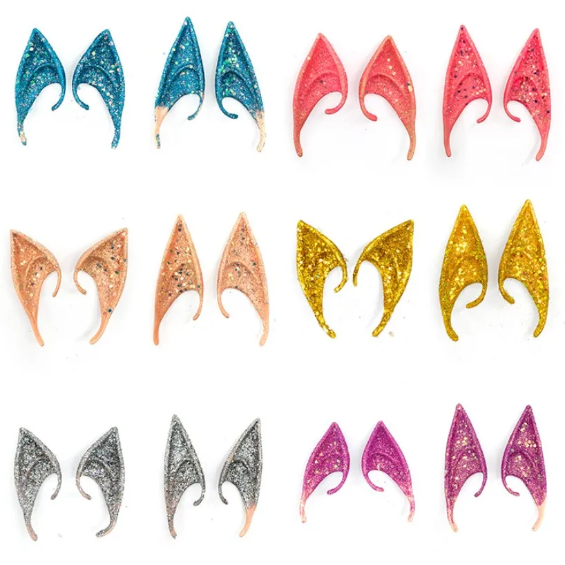 

50pcs Christmas elf ears makeup ball cosplay Avatar vampire long ears shiny with pink ears Halloween