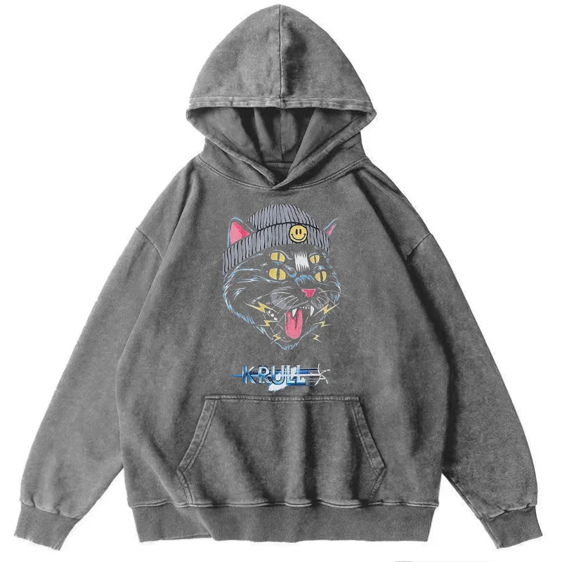 Pure Cotton Material Hoodies for Men Washed Denim Sweatshirt Hoodie Krull Pattern Design  Y2k Costume Unisex Montclair Anime