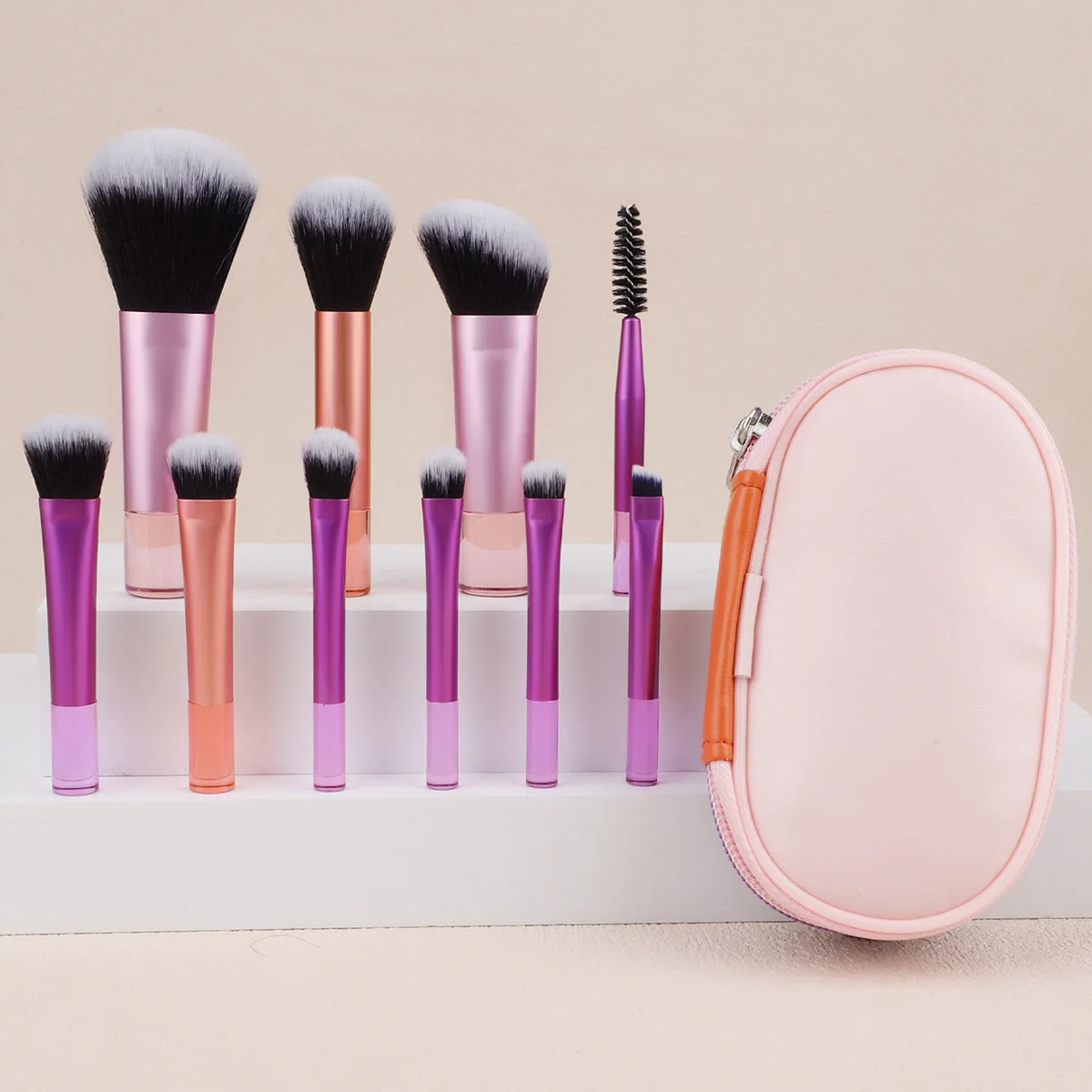 10pcs Mini Makeup Brush Set Powder Eyeshadow Blush Blender Concealer Foundation Brush Cosmetic Brush Travel Beauty Makeup Tools