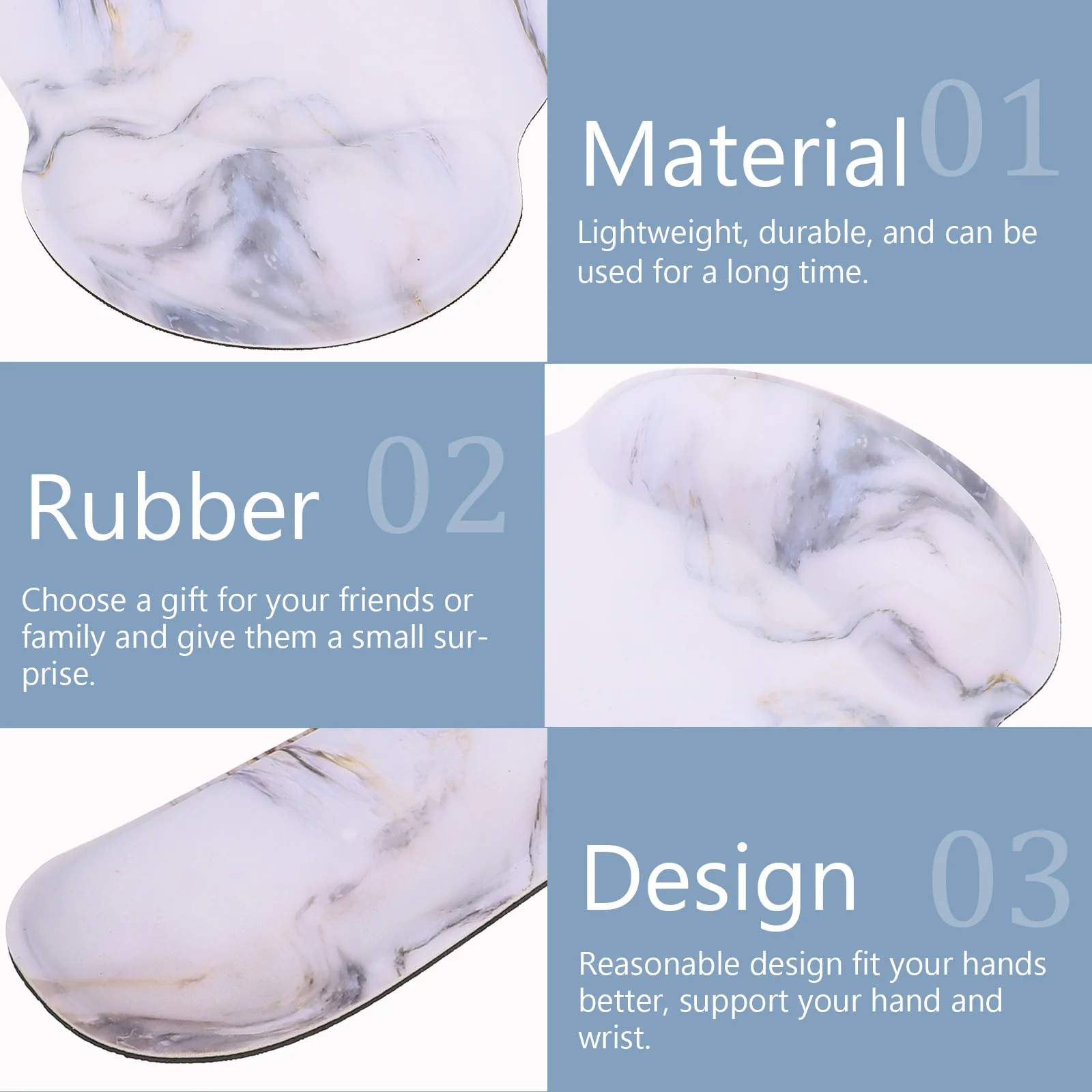 Juego de almohadilla de soporte para muñeca de ratón de espuma viscoelástica, diseño ergonómico para trabajo eficiente, evita el estrés en los hombros, codos, alfombrilla para muñeca y ratón, 1 Juego