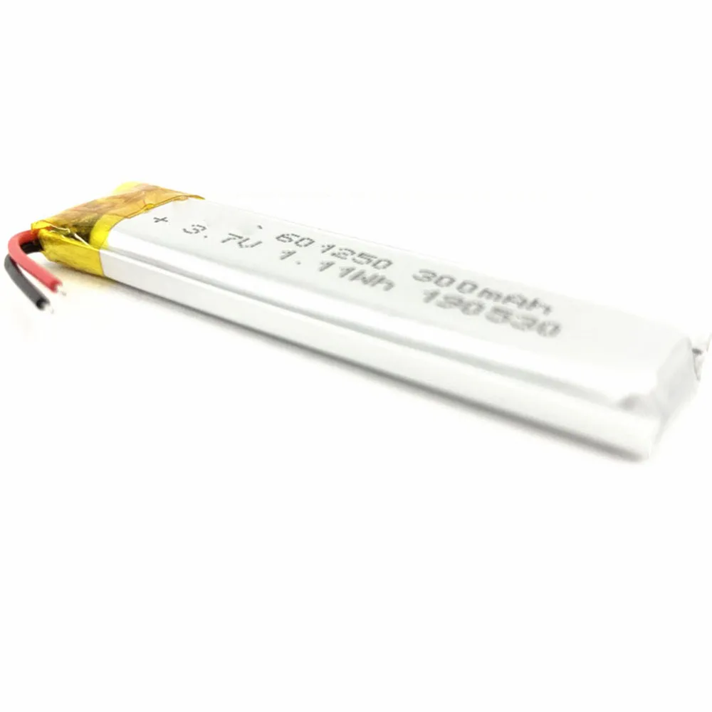 3.7V 300Mah 601250 Li-Ion Li-Polymer Li Battery 2.0 JST 2Pin For TABLET POWER BANK MP3 DVD CAMERA SMART WATCH MP4 LAPTOP
