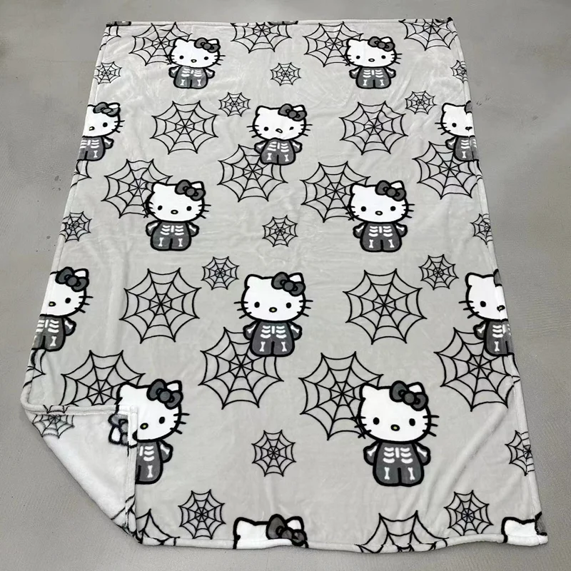 Hello Kitty Sanrio Halloween Blanket Winter Living Room Sofa Warm Large Flannel Blanket Office Multifunction Travel Blanket Gift