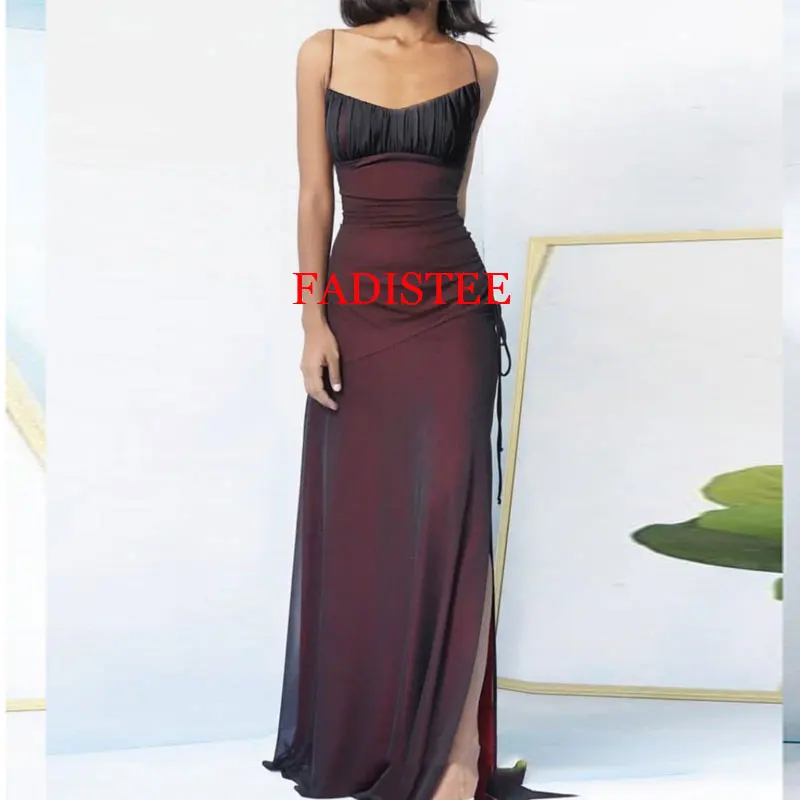 

New Arrivals Spaghetti Straps Prom Dresses Sexy Side Slit Vestidos De Fiesta Elegantes Para Mujer 2023 Vestidos De Noche