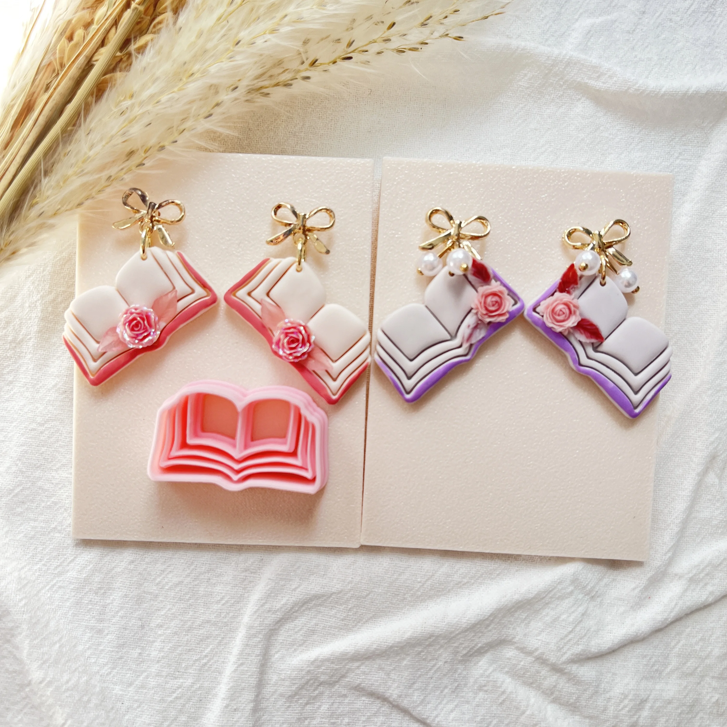 Polymer Clay Book Charm Mold Set for DIY Jewelry, Handmade Gift Accessories, Hair Clip Pendants, Brooch Crafting Tools - Jewelry