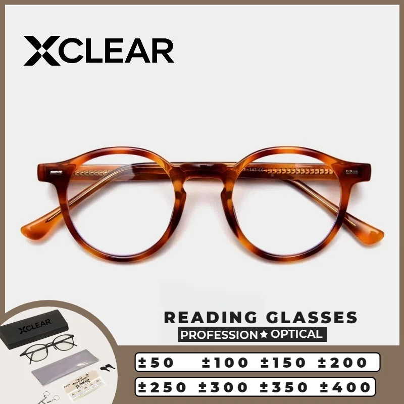 

Очки для чтения XCLEAR с защитой от синего света, прогрессивные, по рецепту, унисекс, круглые, под черепаховый панцирь, ретро, легкие
