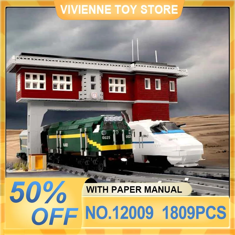Mould King 12009 Train Signal Tower Building Blocks Bricks, Challenging Railroad Assembly Kit, Collectible Building Toy