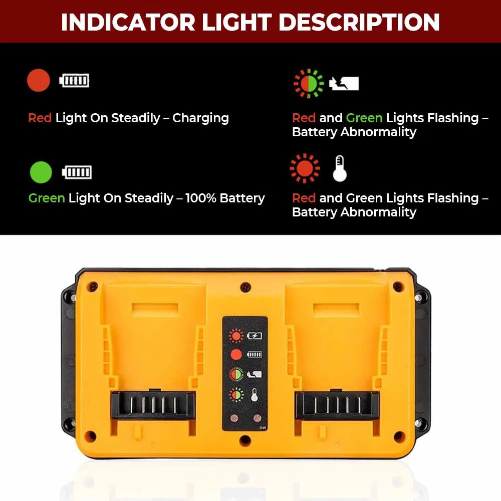 

NEW Portable Dual Ports Charger For Dewalt 18V-20V Lithium Battery Rechargeable DCB207 DCB206 DCB204 DCB203 Fast Charger EU Plug