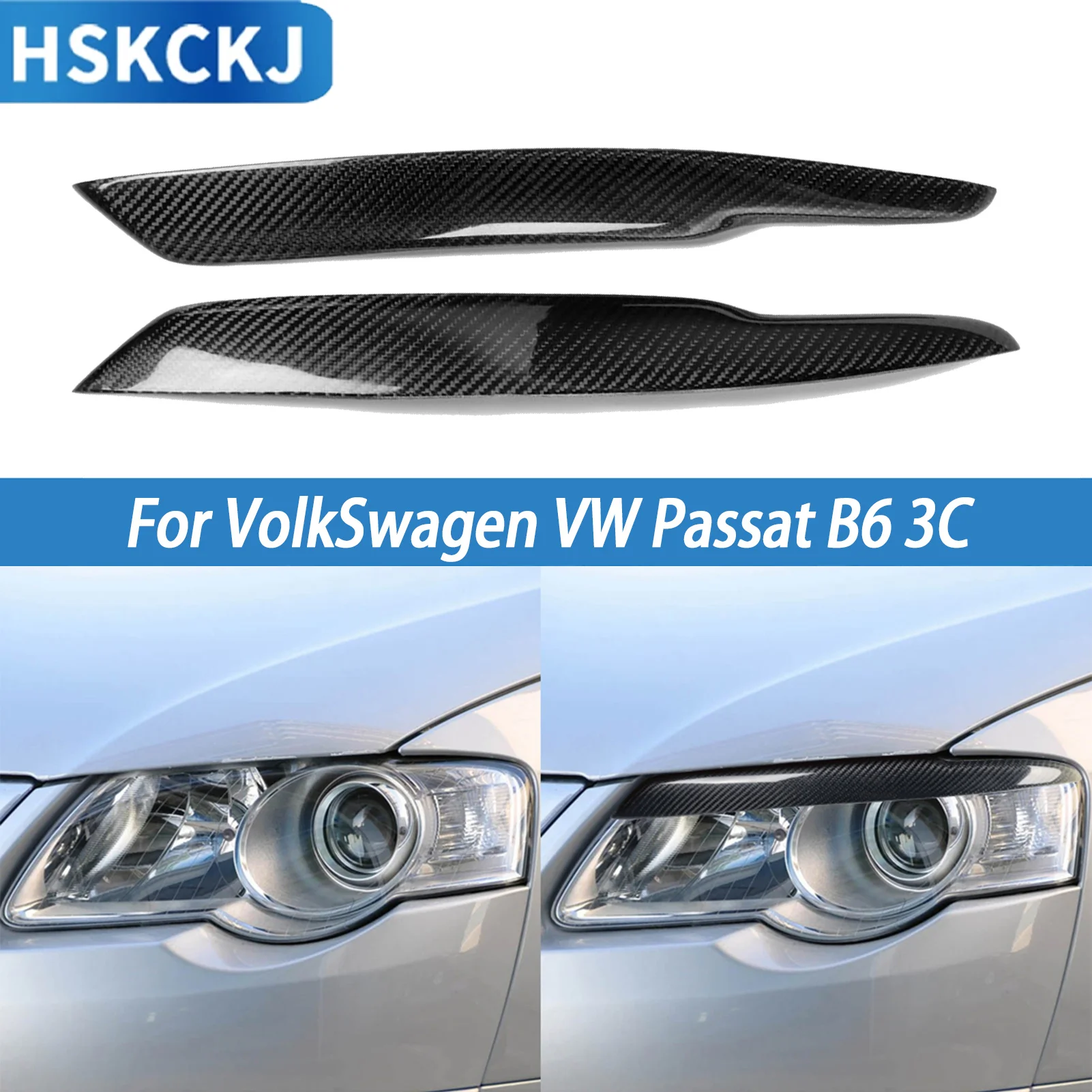 

Real Carbon Fiber Exterior Accessories Headlight Eyelids Eyebrow Trim Sticker For VW Passat B6 3C 2006 2007 2008 2009 2010 2011
