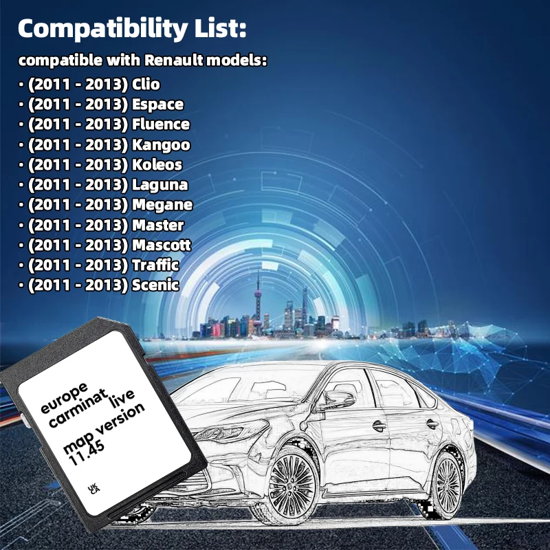 Деталь Sat Nav 8201756572 Обновление SD-карты Европа 2025 Карты 8 ГБ для Renault Megane Clio Laguna Автомобильная навигация Carminal Live 11,45