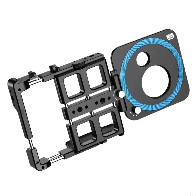 Smartphone Cage Clamp with Adjustable Arms and Multiple Threaded Mounting Locations, Metal Filming Frame for Vlog Recording F19E