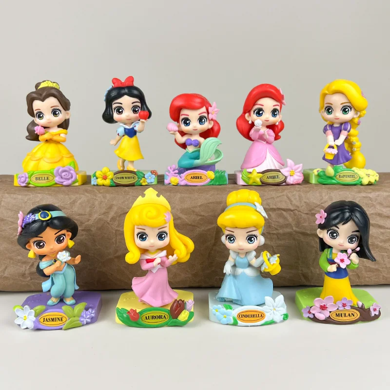 ディズニー-収集可能なpvcアクションフィギュアミュールベラスノーホワイトオーバルジャスミンプリンセスキャラメルギフト9個セット