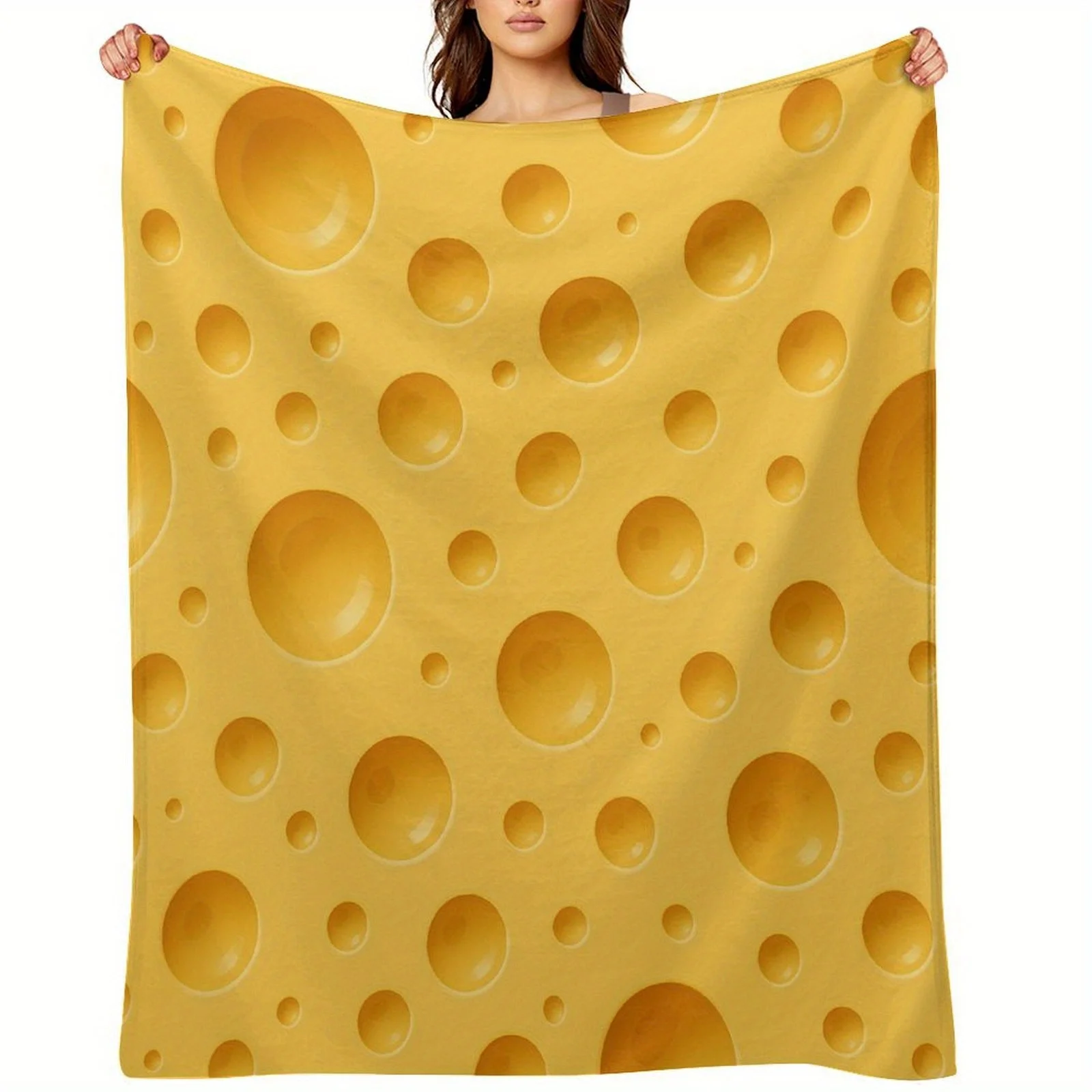 Cozy Yellow Bubble Print Flannel Bedspread Blanket for King Queen Polyester Microfiber Winter Warm Throw Comforter Decoration