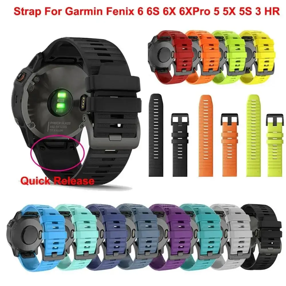 26MM 22MM Silicone Watch Band Straps For Garmin Fenix 6X 6 6S Pro 7X 7 Easyfit Wristband Fenix 5 5X 5S Plus Smartwatch Bracelet