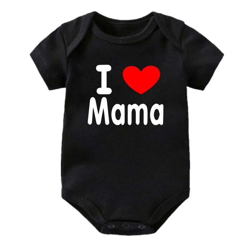 Newborn Baby Clothes 100%Cotton Letter Print I Love Mama Papa Toddler Funny Jumpsuit Infant Clothing Bodysuits Romper 0-24M