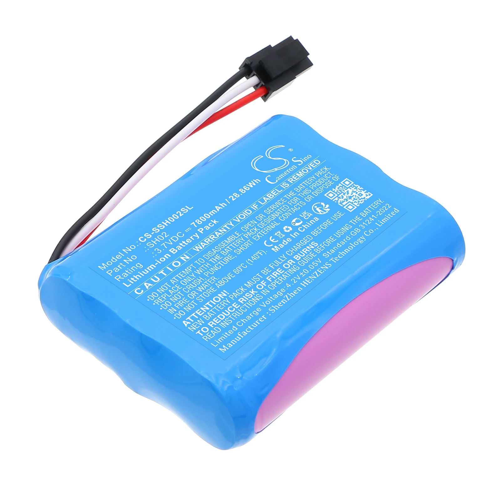 CS Replacement Battery for Simplehuman ST3007,ST3011,ST3024 PN:SH02 7800mAh / 28.86Wh