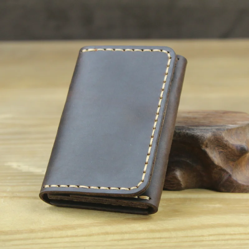 Handmade Genuine Leather Card Wallet Holder Men small Purse Credit ID card Women Business case MC-412