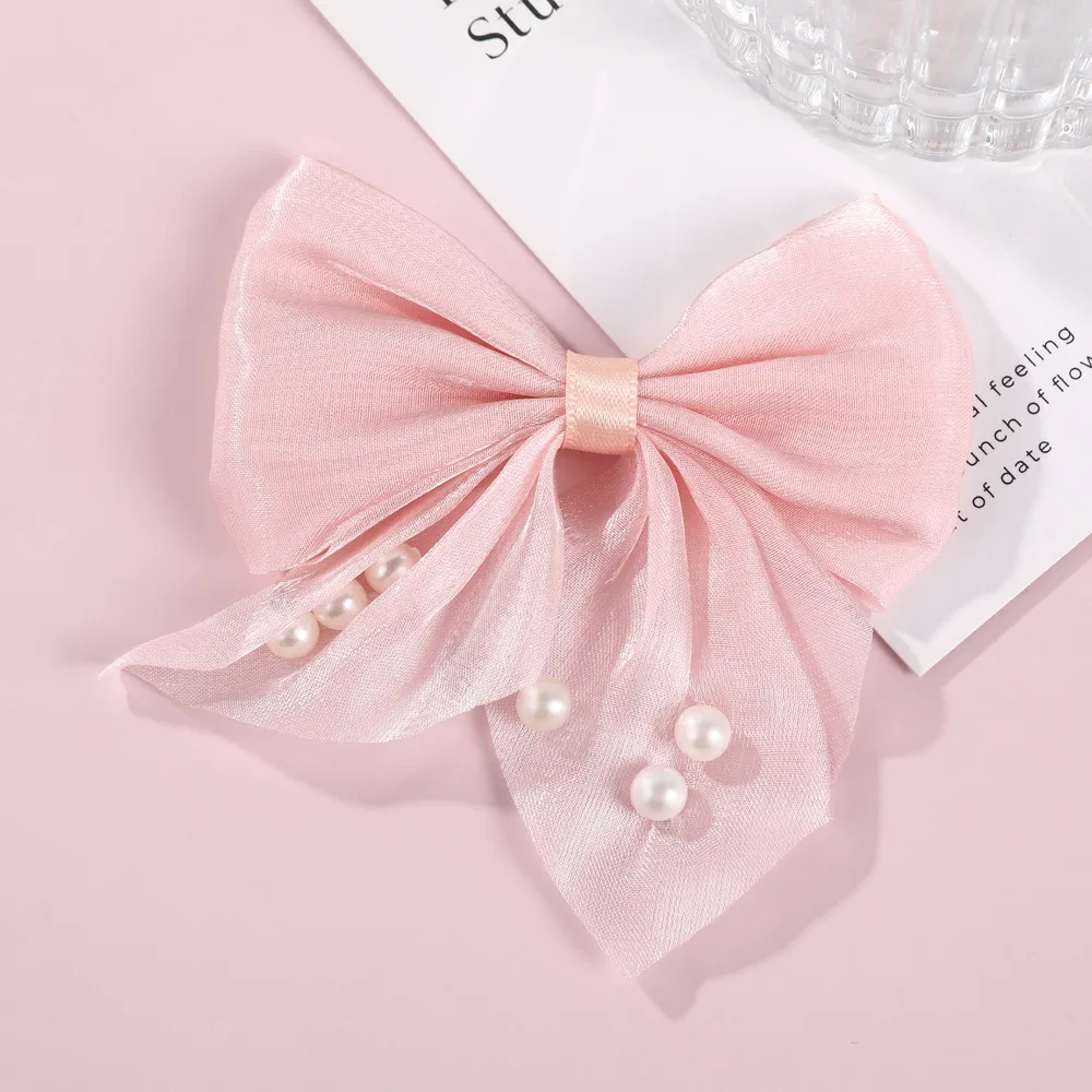 【1 Pair】Pearl Flower Clip Butterfly Barrette Hair Korean Hair Accessories Ribbon Hairpin Cute Things Cheap Hair Bow Mesh Hairpin