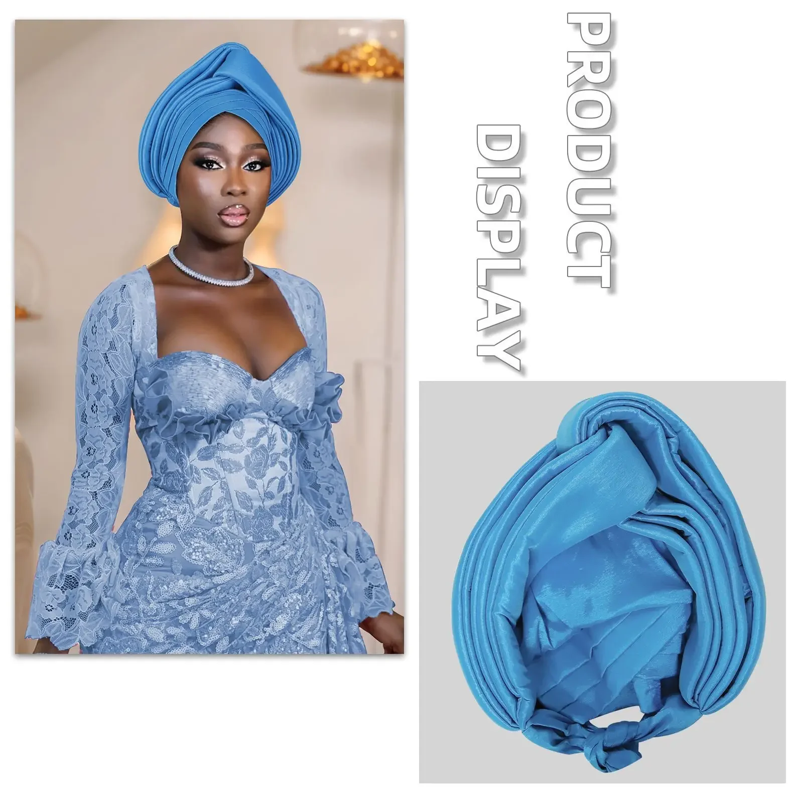 

New Knoted Head Wraps African Auto Gele Nigeria Wedding Headtie Party Headwear Muslim Hat Fashion Women's Turban Cap Head Wraps