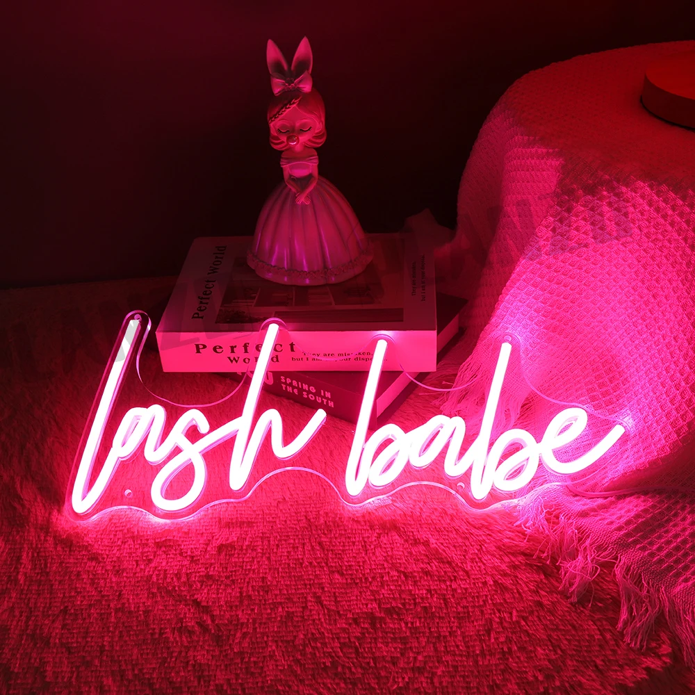 Pink Lash Babe Neon Light Sign Lash Beauty Salon Gorgeous Lady Girls Bedroom Game Room Wall Decor Sign for Party Birthday