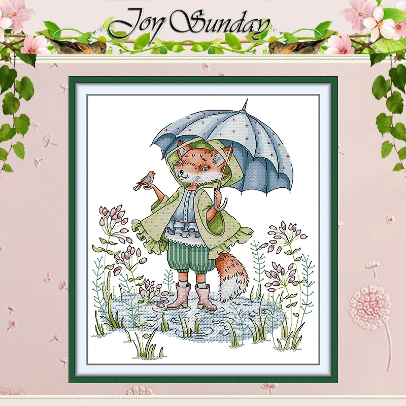 

Набор для вышивания крестиком с мультяшными рисунками «Ходячая лиса», DIY, 11CT 14CT 16CT, HD, с нанесенным рисунком, DMC, набор для вышивания, рукоделие