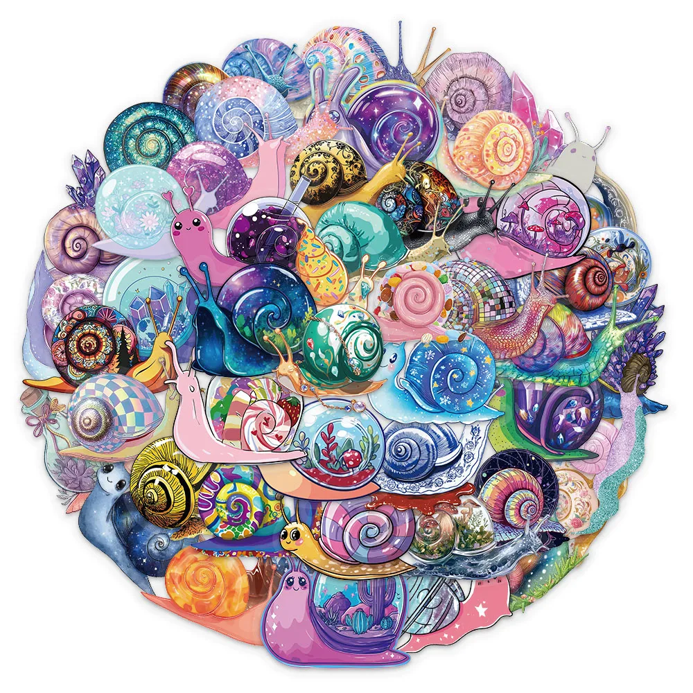 50PCS Tea Snail Cartoon Theme Stickers DIY Phone Cases, Postcards, Laptop Speaker Stickers