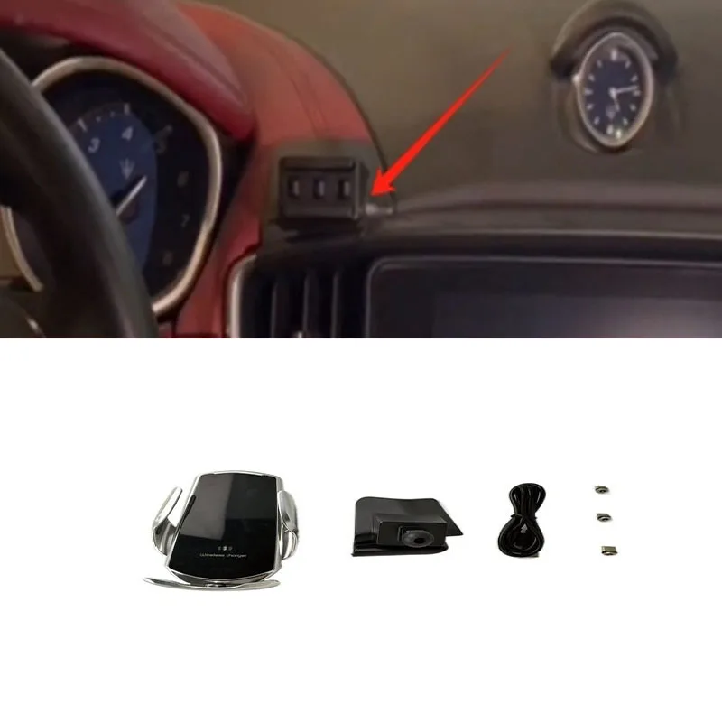 Caricabatterie Wireless a ricarica rapida da 15W supporto per telefono con supporto per auto bloccaggio automatico per Maserati Ghibli dal 2014 al