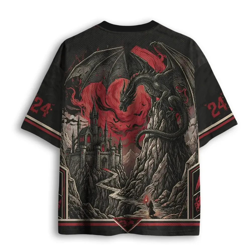 2026 Summer Fashion New Gothic Dark Fantasy Dragon 3D Printed Street Wear Leisure Sports Outdoor Hip Hop V-neck T-shirt
