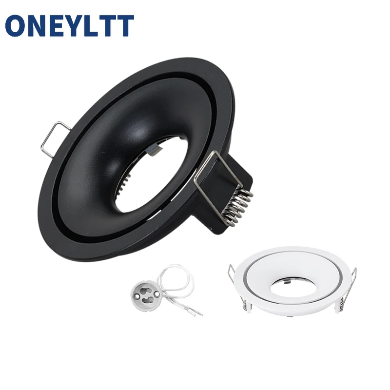 Recesso LED teto Spot Light, Downlight Redondo, Fitting Fixture, Preto e Branco, Dia 50mm, GU10, MR16