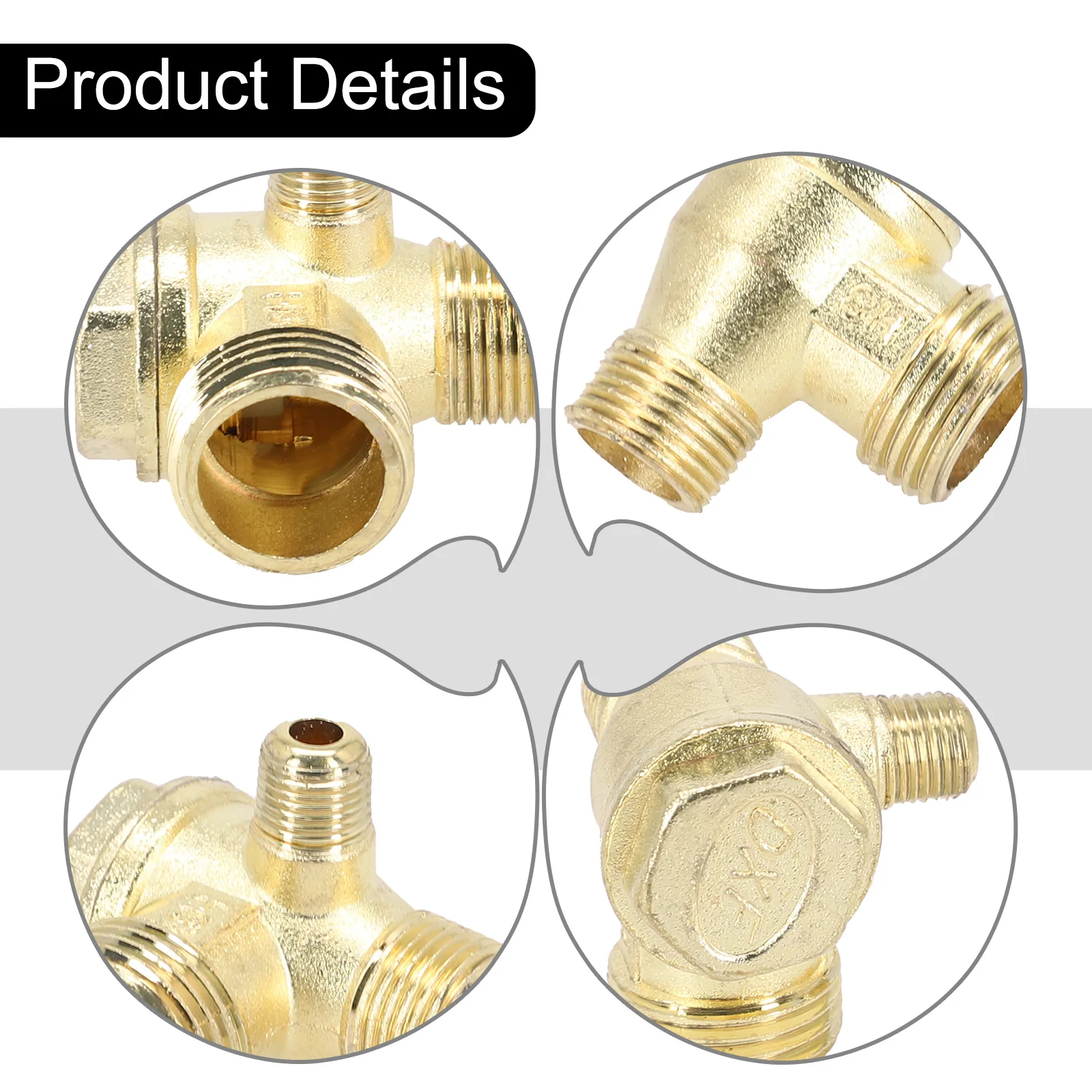 10/16/20mm 3-way Air Compressor Check Valve Zinc Alloy Check Valve Connector Pipe Fittings Air Compressor Part Accessories