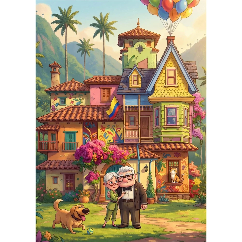 

500/1000/1200/2000 PCS Jigsaw Puzzles Colorful Villas Scenery Family Activity Games for Gameroom Bedroom Home Decor Gift