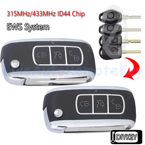 Upgraded Flip Key Remote Fob 315MHz / 433MHz ID44 Chip for BMW E36 E38 E39 E46 E53 E60 E61 E81 X3 X5 Z3 Z4 EWS System LX8 FZV