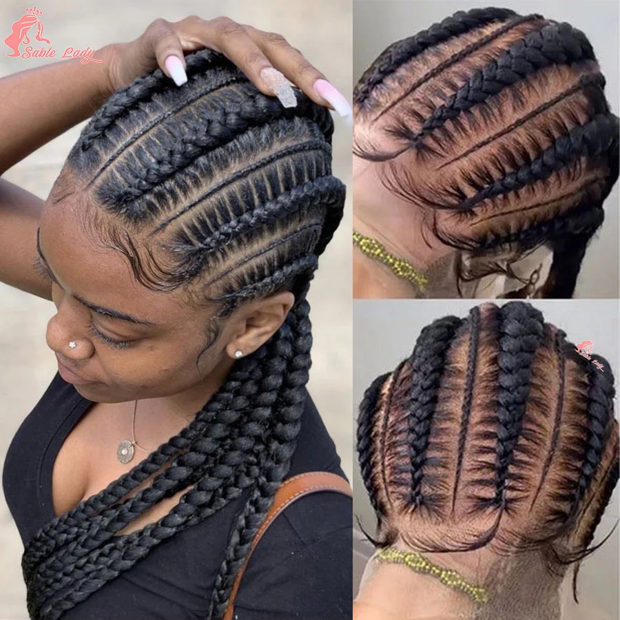 

36Inch Synthetic Jumbo Braided Wig Blonde Double Dutch Box Braids Cornrow Braids Wig With Baby Hair Twist Braiding Wig For Women